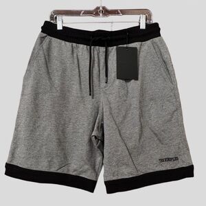 The Kooples Gray and Black Athletic Cotton & Print Sweat Shorts Size Large